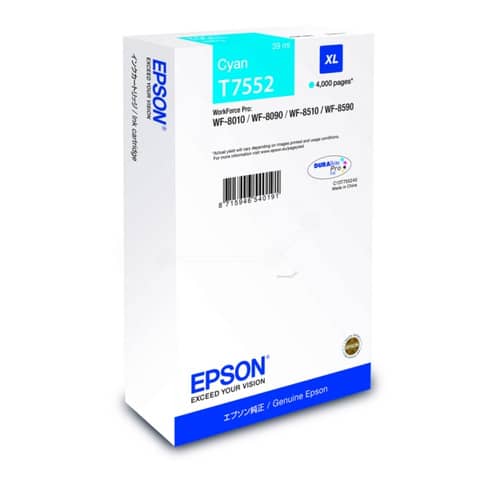 Cartuccia inkjet altissima resa T7552XL Epson ciano C13T755240